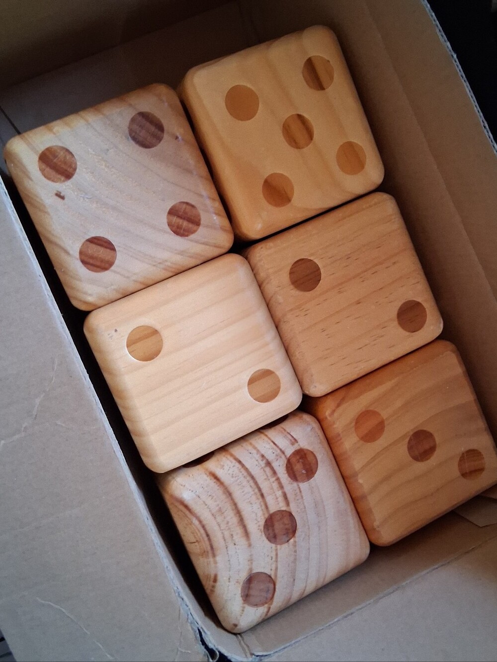 Large Wooden Yard Dice Set - Natural Light Brown